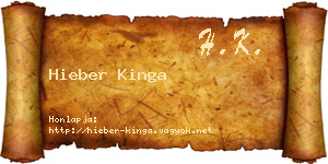Hieber Kinga névjegykártya